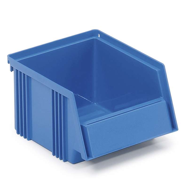 Stacking Poly Bin with Open Front, Blue, 7.55 x 5.86 x 4.13", Case of 45 Bins